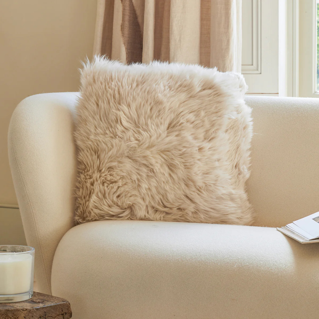 Natural Tibetan Sheepskin Accent Cushion