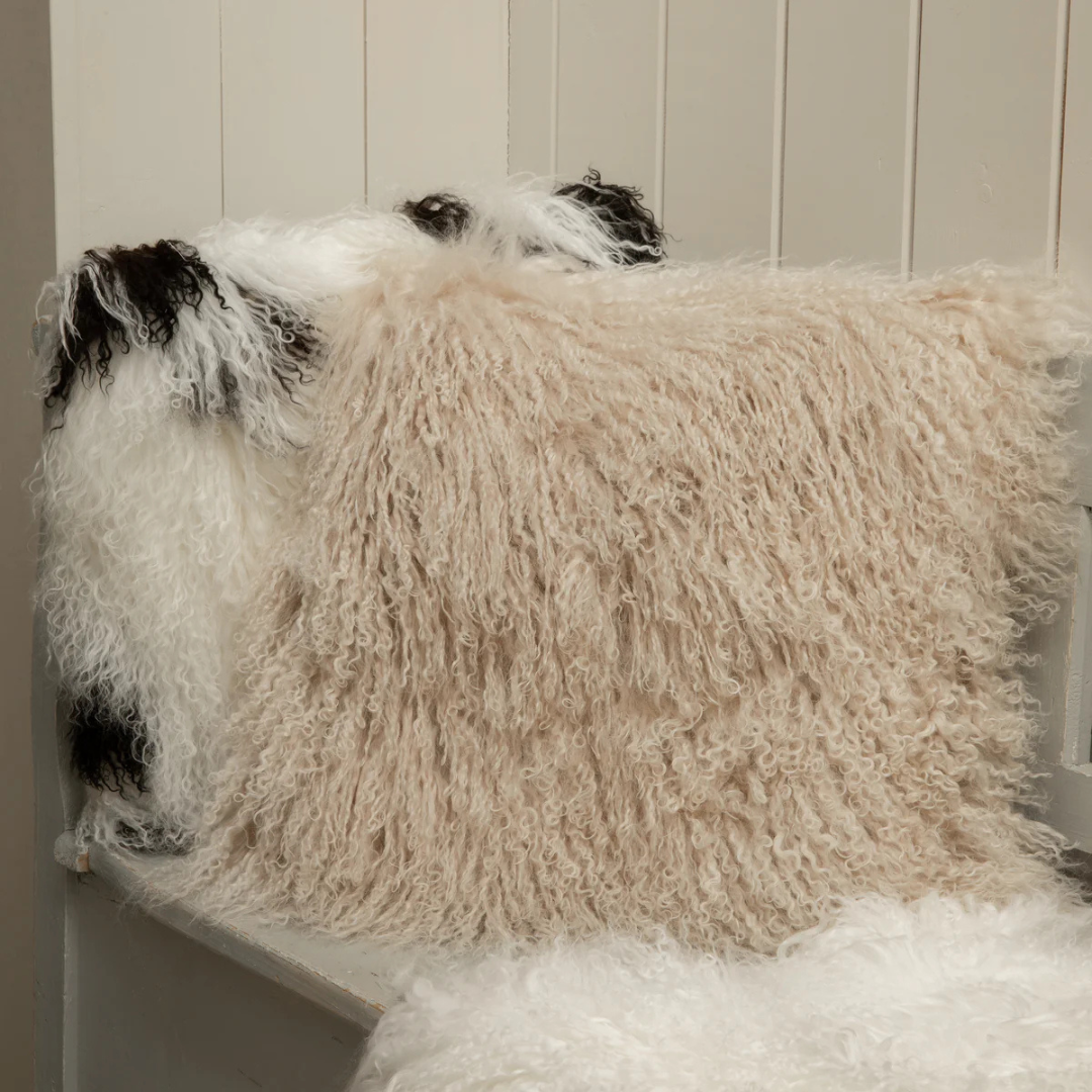 Natural Tibetan Sheepskin Accent Cushion