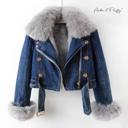 Women's Fur-Lined Denim Jacket