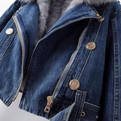 Women's Fur-Lined Denim Jacket