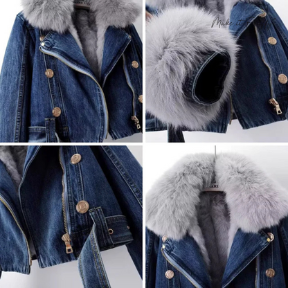 Women's Fur-Lined Denim Jacket