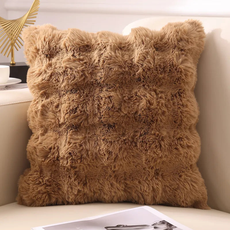 CloudFluff Ultra-Plush Wave Pillow Cover in Caramel