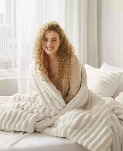 Stripe Sided Fleece Warm Blanket